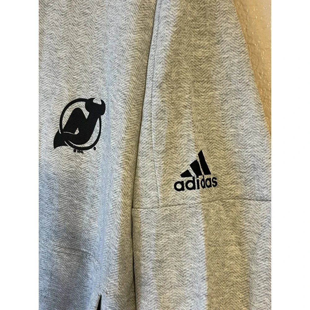 Men's‎ XL NWT New Jersey Devils Adidas French Terry Full Zip Hoodie Gray